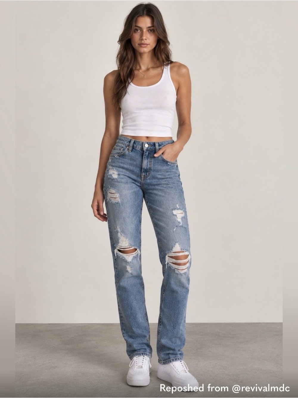 Abercrombie & Fitch Light Blue Distressed Straight Leg Jeans- NWOT